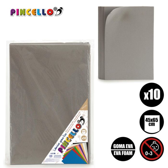 Juego 10 Láminas Goma Eva Gris 45x65 cm Pincello (12 Unidades) 3 Juego 10 Láminas Goma Eva Gris 45x65 cm Pincello (12 Unidades) 3