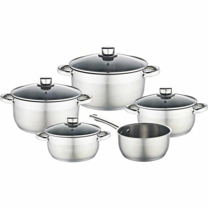 Baumalu 341979 Batería de Cocina de 9 Piezas de Acero Inoxidable, Incluye Ollas y Cacerolas, Tapas de Vidrio con Orificio de Vapor, Apta Lavavajillas Baumalu 341979 Batería de Cocina de 9 Piezas de Acero Inoxidable, Incluye Ollas y Cacerolas, Tapas de Vidrio con Orificio de Vapor, Apta Lavavajillas