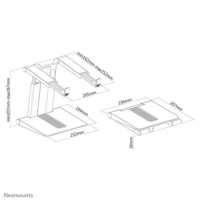 Neomounts NSLS200 Soporte Plegable Universal para Portátil 10-17" hasta 5 kg Altura Ajustable 20,7-26,7 cm Plateado 17