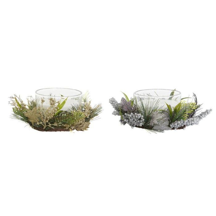 Vela Navidad Moderna DKD Home Decor Dorado Plateado 21.5 x 8.5 x 21.5 cm (2 Unidades) 3