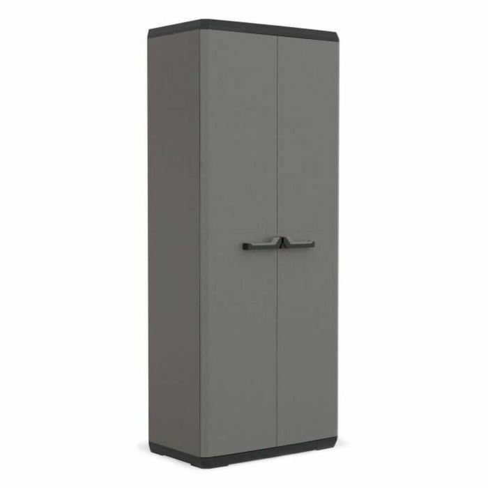 KIS Armario Utilitario Più - 68x39x166 cm - 3 Estantes Ajustables - Carga 15 kg/Estante - Antracita/Negro