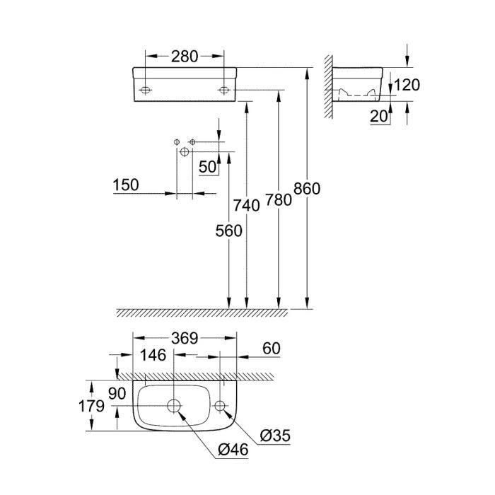 GROHE - Lavamanos de 37 x 18 cm con PureGuard 1