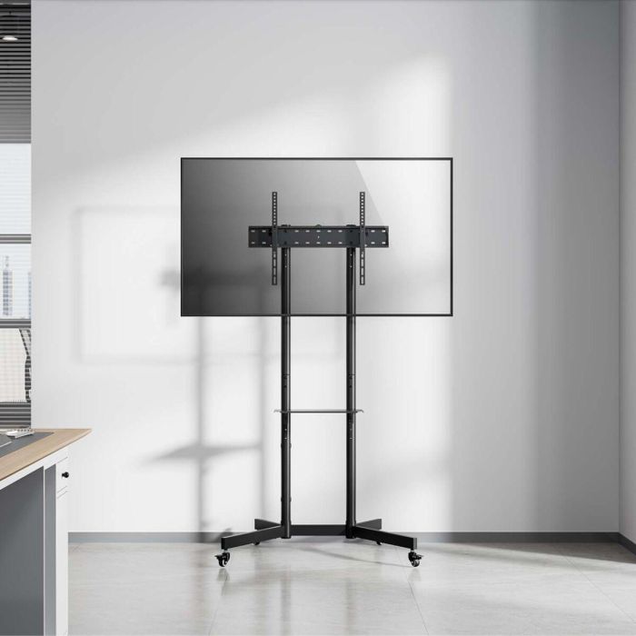 AISENS - SOPORTE DE SUELO ECO CON RUEDA, BANDEJA PARA DVD PARA MONITOR/TV 45KG DE 37-70, NEGRO 2 AISENS - SOPORTE DE SUELO ECO CON RUEDA, BANDEJA PARA DVD PARA MONITOR/TV 45KG DE 37-70, NEGRO 2