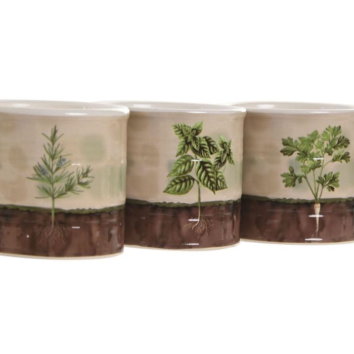 DKD Home Decor Macetero Cottage Set de 3 Verde Marron Ceramica 13.6 x 13.6 x 11.8 cm 2
