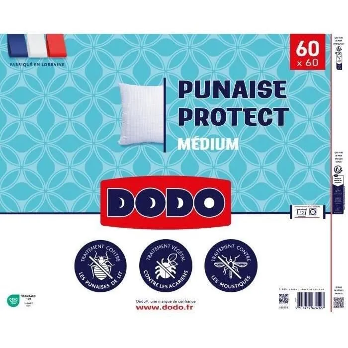 Dodo Almohada Mediana 60x60 cm DOD3307419674127 - Protección Antiinsectos y Antiácaros - Hecho en Francia 4