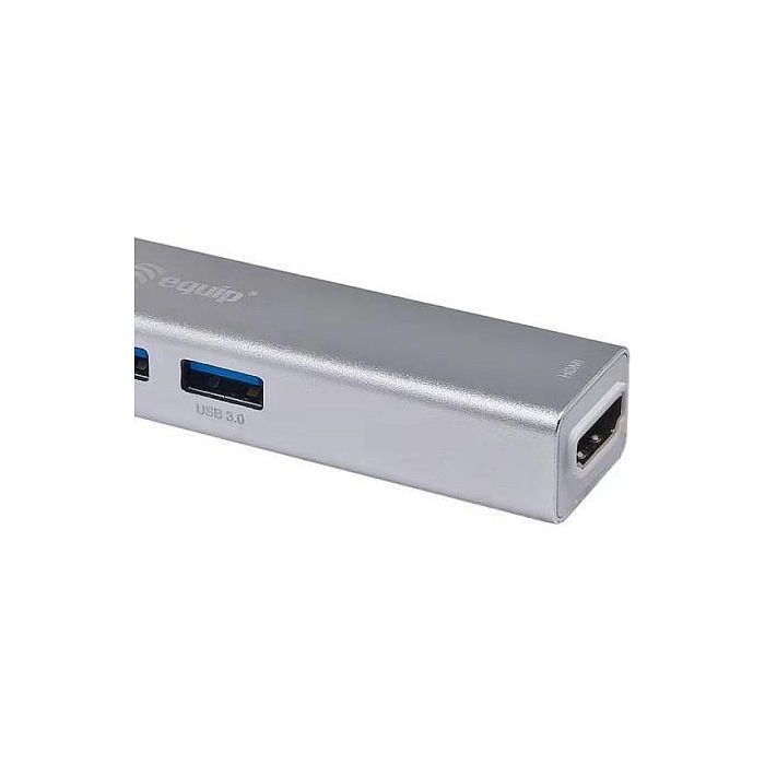 EQUIP Adaptador USB-C a HDMI, 2xUSB 3.0, SD Lector Tarjetas, 4K 30Hz, Color Plata, 0.15m 6 EQUIP Adaptador USB-C a HDMI, 2xUSB 3.0, SD Lector Tarjetas, 4K 30Hz, Color Plata, 0.15m 6