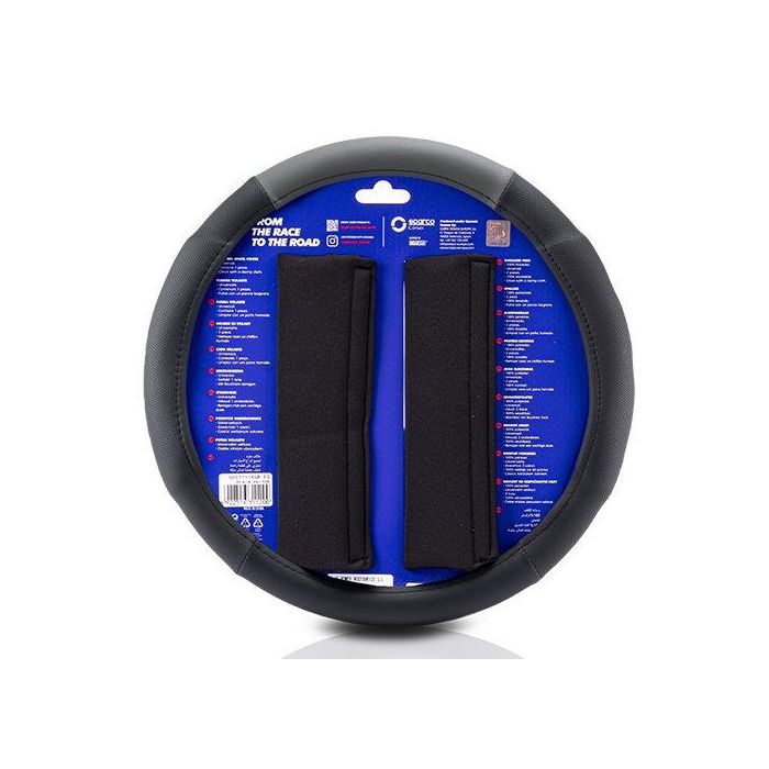 Sparco SPC1111KGR Funda Volante y Almohadillas Negro-Gris Polyester Antideslizante Lavable Universal Juego 2 Piezas 2 Sparco SPC1111KGR Funda Volante y Almohadillas Negro-Gris Polyester Antideslizante Lavable Universal Juego 2 Piezas 2