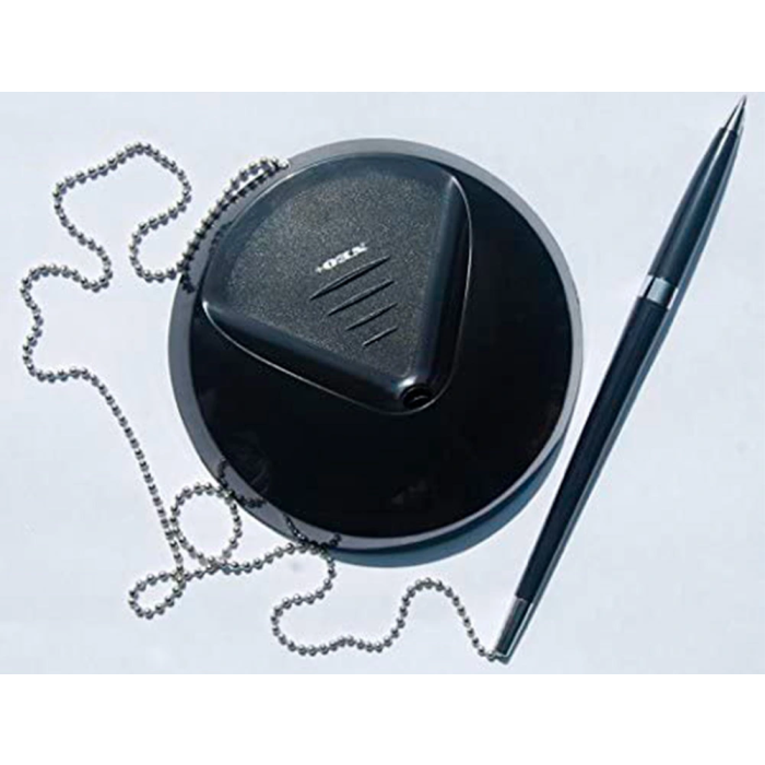 Q-connect Bolígrafo Extensible con Cadena Metálica y Soporte Adhesivo, Tinta Azul, Trazo 0,7 mm 3