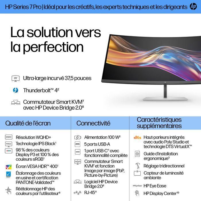 HP 738pu Monitor Serie 7 Pro 37.5 pulgadas WQHD+ Thunderbolt 4 Curvo Ultrawide Profesional PVC Free 9