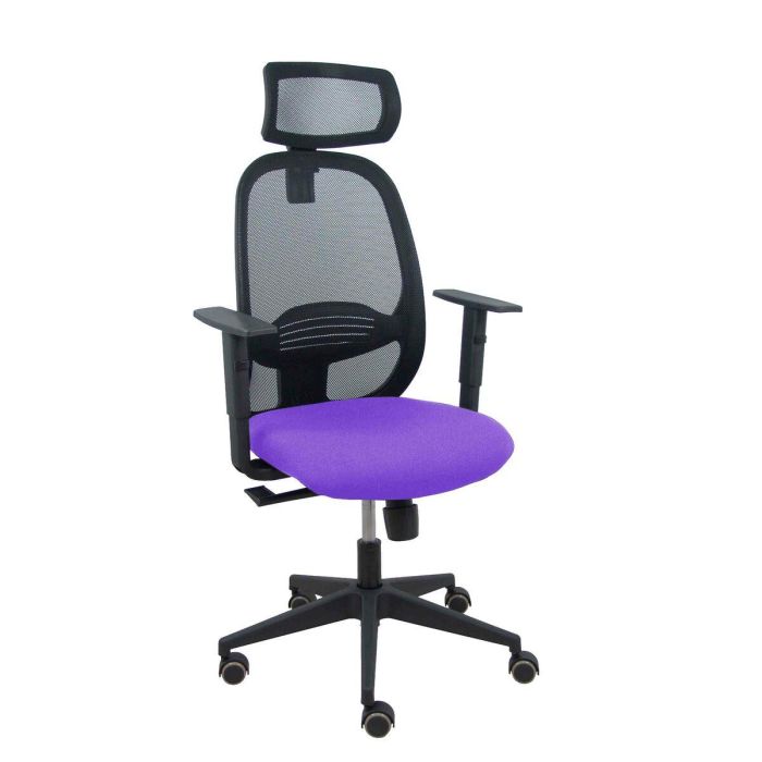 PIQUERAS Y CRESPO Silla Cilanco negra malla negra asiento bali lila brazo regulable cabecero regulable PIQUERAS Y CRESPO Silla Cilanco negra malla negra asiento bali lila brazo regulable cabecero regulable