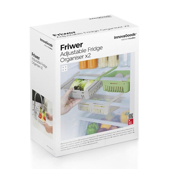 Organizador Ajustable para Nevera Friwer InnovaGoods 2 Unidades 2 Organizador Ajustable para Nevera Friwer InnovaGoods 2 Unidades 2