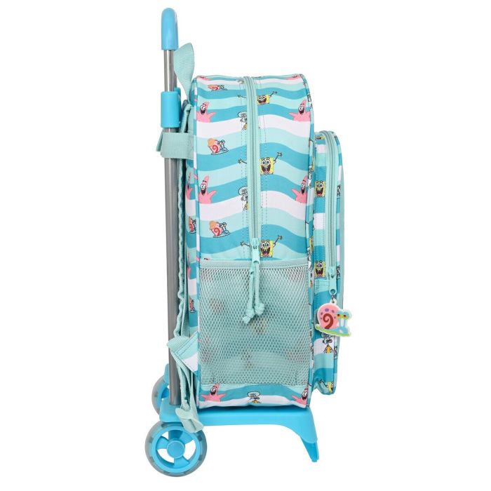 Mochila Escolar con Ruedas Spongebob Stay positive Azul Blanco (33 x 42 x 14 cm) 2 Mochila Escolar con Ruedas Spongebob Stay positive Azul Blanco (33 x 42 x 14 cm) 2