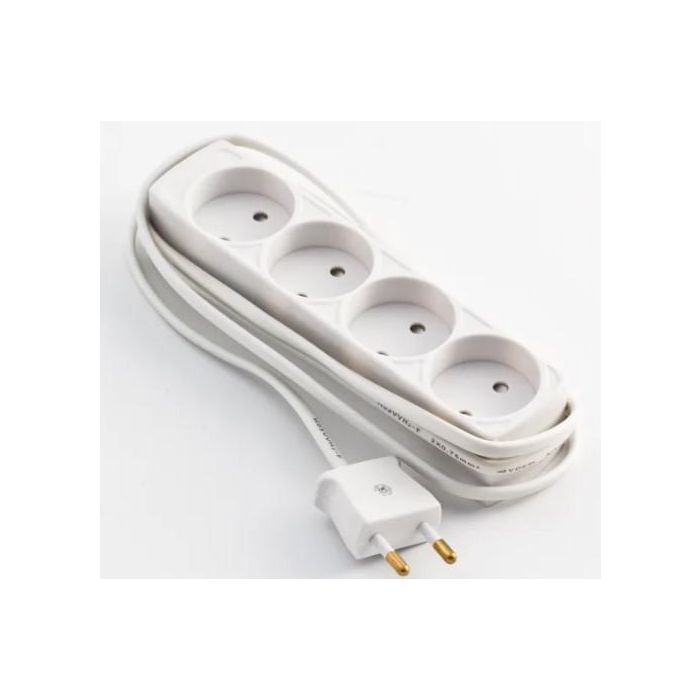 MicroConnect 4-way Danish power strip no earth 1.5 m, white MicroConnect 4-way Danish power strip no earth 1.5 m, white