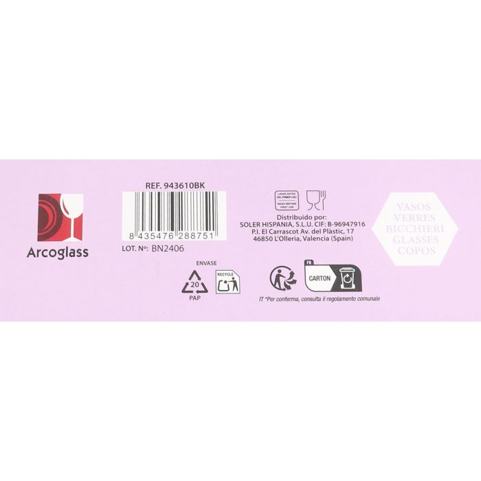 La Mediterranea Set 4 Vasos 360 cc Silex Plain (6 Cajas) 1