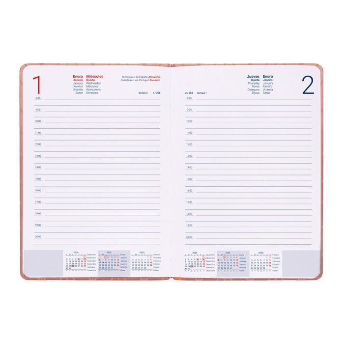 Agenda Encuadernada Liderpapel Lipsi A5 2025 Dia Pagina Color Rosa Melocoton Papel 70 gr 6