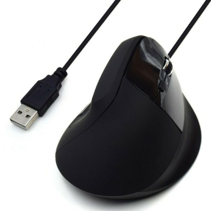 Ewent Ratón Vertical Ergonomico Ew3157 - 1800 DPI, 5 Botones, Diseño Ergonómico para Aliviar el Estrés