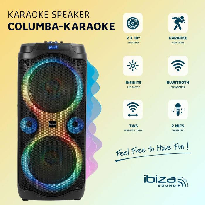 Altavoces Ibiza COLUMBA KARAOKE Negro 6 Altavoces Ibiza COLUMBA KARAOKE Negro 6