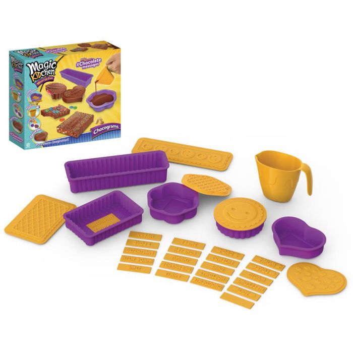 Magic Kitchen Chocograms 24x22 - Kit para Crear Mensajes de Chocolate Personalizados, 5 Moldes y 20 Palabras