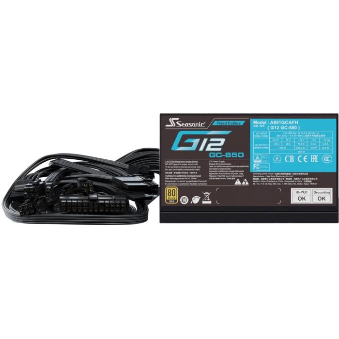 Seasonic G12 GC-850 Fuente Alimentación PC 850W 80 PLUS Gold ATX No Modular Negro 12cm Ventilador 1 Seasonic G12 GC-850 Fuente Alimentación PC 850W 80 PLUS Gold ATX No Modular Negro 12cm Ventilador 1