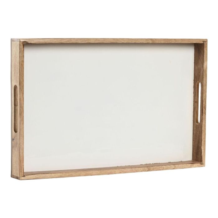 DKD Home Decor Bandeja de Servicio de Madera de Mango Lacado Blanco Natural 43.5x27x4.5 cm Colección National White 1