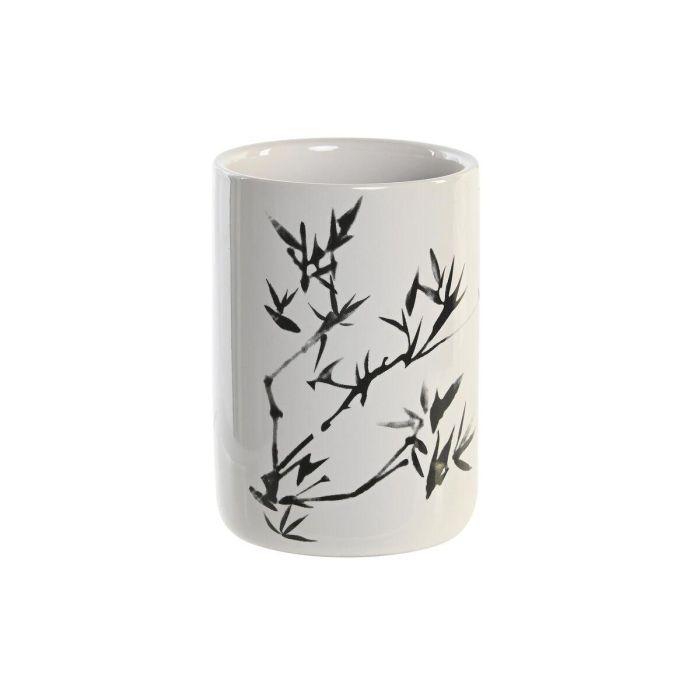 DKD Home Decor Vaso Oriental Blanco Negro Gres 7.6 x 11 x 7.6 cm