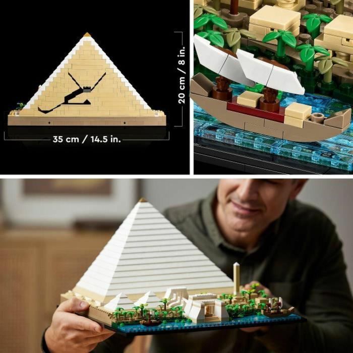 LEGO 21058 Architecture La Gran Pirámide de Giza, modelo de hobby creativo para construir, monumento mundial y decoración 3