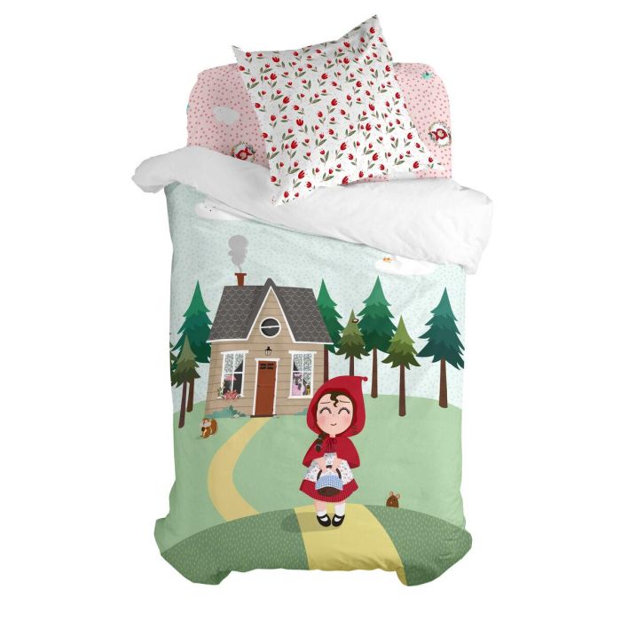 Juego de funda nórdica HappyFriday Mr Fox Red riding hood Multicolor Cama de 80 2 Piezas