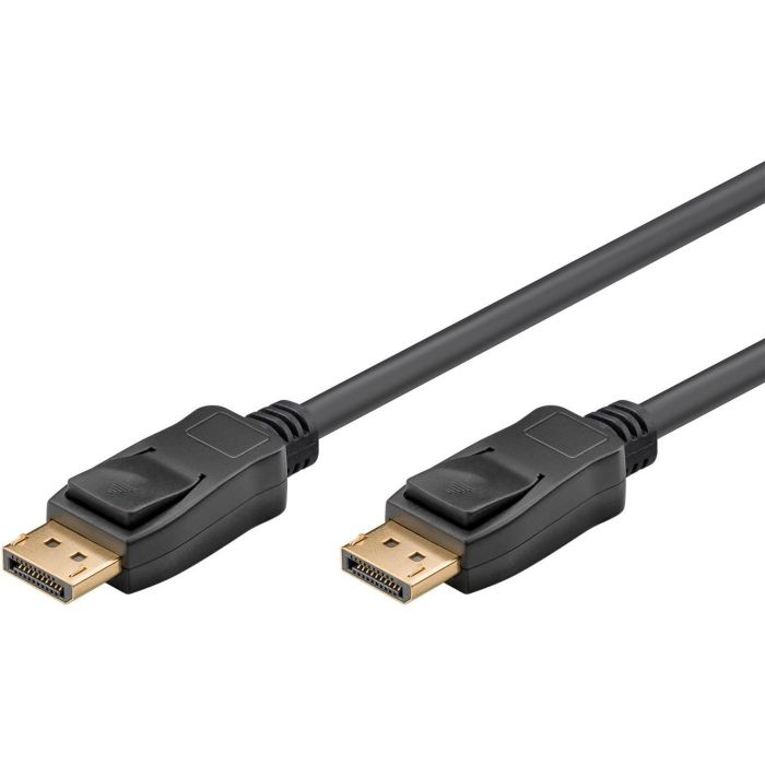 S/CONN Cable DisplayPort 1.2 Macho-Macho 2m Negro, Full HD 1080p, Chapado en Oro, 10.8 Gbit/s para Monitores