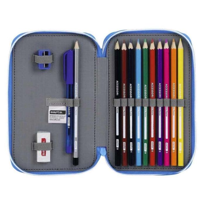 Plumier Escolar Safta R.C.D. Español Doble Cremallera 28 Piezas 125x40x195 mm 1