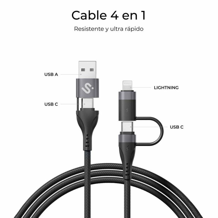 Cable HDMI Subblim SUBCAB-4IN101 Negro 1,2 m 12