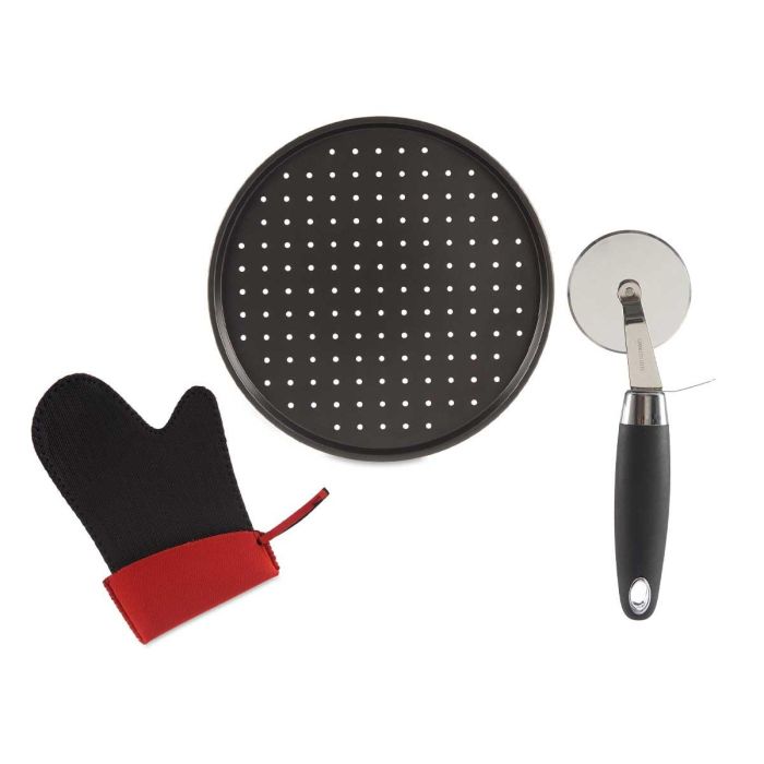 Set Pizza Molde Manopla y Cortapizza Kinvara - Acero, Neopreno, Plástico - Negro (12 Unidades) 1 Set Pizza Molde Manopla y Cortapizza Kinvara - Acero, Neopreno, Plástico - Negro (12 Unidades) 1