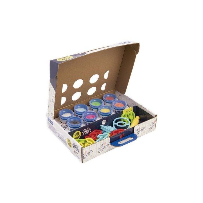 Milán Maletín de Pasta Blanda Soft Dough con 8 Botes de 59g, Moldes de Números y Herramientas para Aprender Matemáticas
