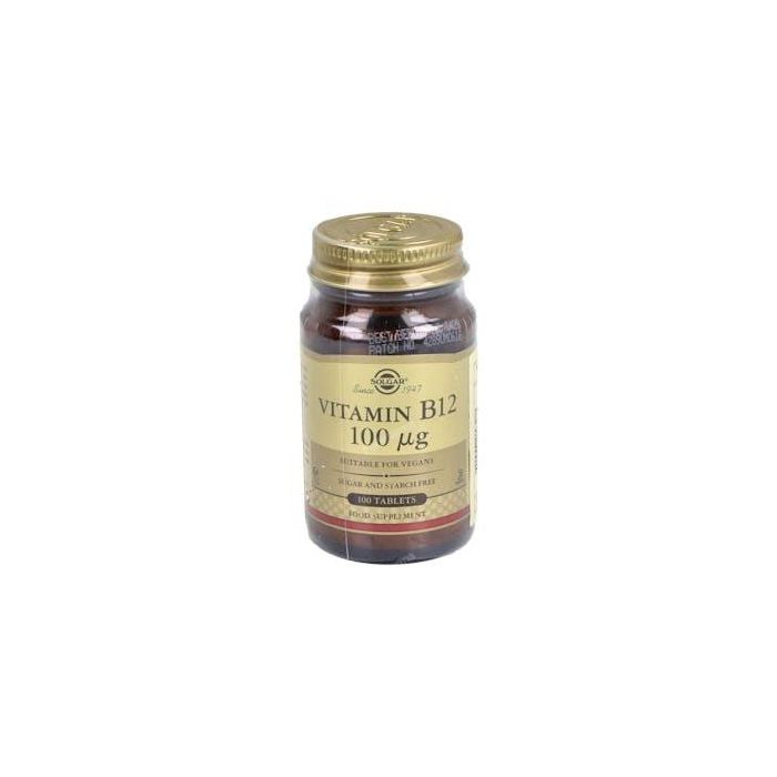 SOLGAR Vitamina B12 (Cianocobalamina) 100 µg, Apoyo Sistema Nervioso, Apto Veganos, 100 Comprimidos