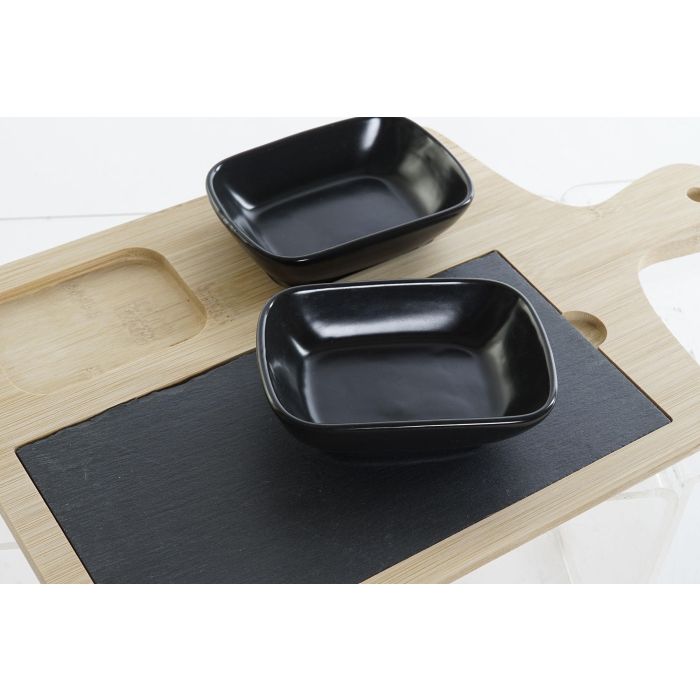 DKD Home Decor Tabla Aperitivo Cottage de Bambú, Pizarra y Gres, Negro/Natural, 19.7x33x3.5 cm, Set de 4 1 DKD Home Decor Tabla Aperitivo Cottage de Bambú, Pizarra y Gres, Negro/Natural, 19.7x33x3.5 cm, Set de 4 1