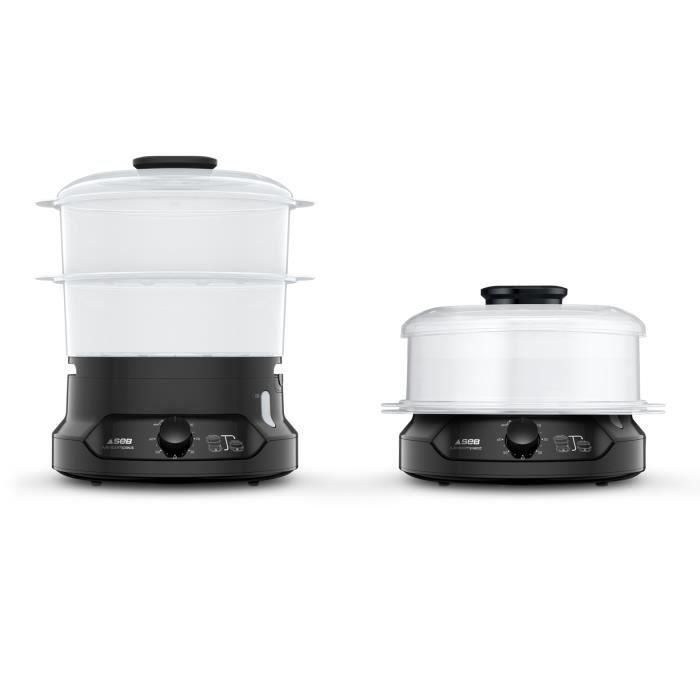 SEB VC139800 Minicompact Olla a vapor 6 L, 2 cuencos apilables, Recipiente para arroz + cereales, Temporizador 60 min, Parada automática, Compacto 2