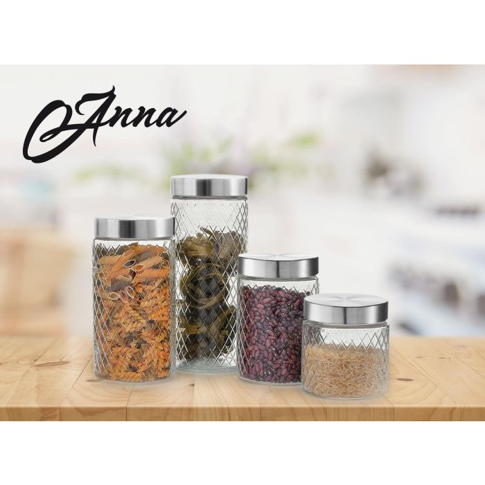 Tarro Vidrio T/Acero 1.70Lt.Relieve Anna (12 Unidades) 2 Tarro Vidrio T/Acero 1.70Lt.Relieve Anna (12 Unidades) 2