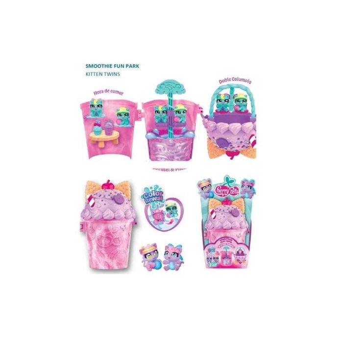 Magic Box Smoothie Fun Parks Kitten Twins con Tres Áreas de Juego y 2 Figuras Cherry Pets 14,5x25x8,5 cm