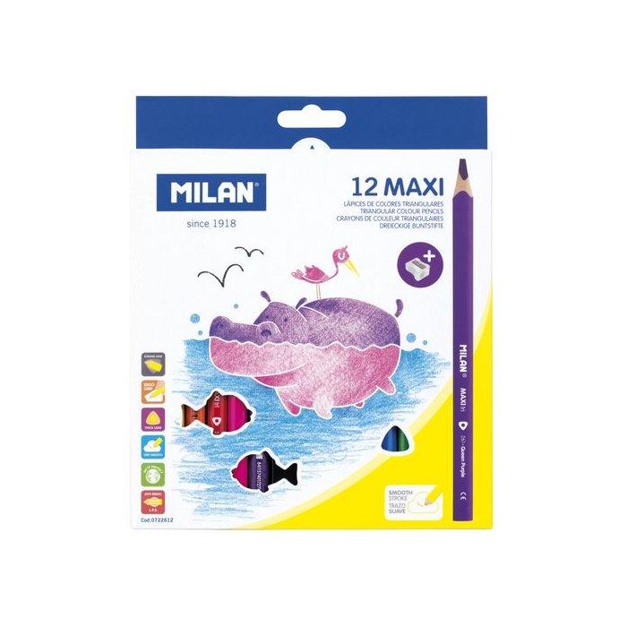 Lapices De Colores Milan Maxi Triangular Estuche De 12