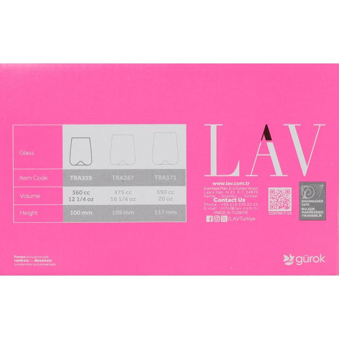 Lav Set de 6 Vasos "Terra" de 360 cc - Cristalería para Hogar (8 Cajas) 5