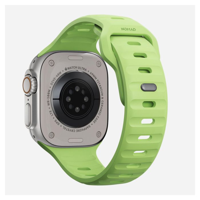 Nomad Sport Band para Apple Watch Series 9 / Ultra (46mm/49mm) - Glow - Correa Deportiva Ajustable de Caucho Verde Claro 2