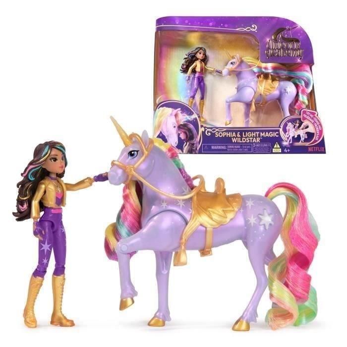 Muñeca sophia 11 cm con unicornio wildstar con luces. 12 cm. incluye silla de montar desmontable. Muñeca sophia 11 cm con unicornio wildstar con luces. 12 cm. incluye silla de montar desmontable.