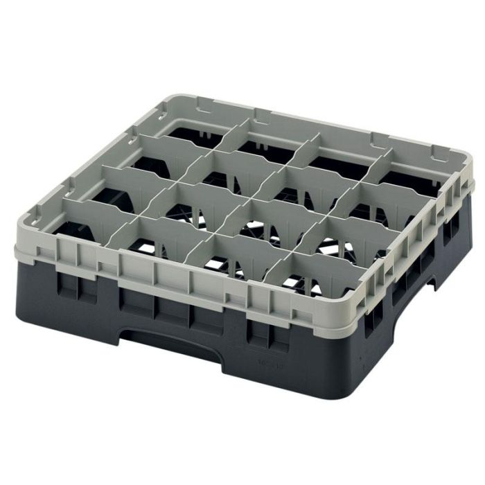 CAMBRO - 16S418-110 - Cesta de lavado 16 comp. 1 altura - 10,9 cm Ø máx. - alt. máx. 11,8 cm - 50 x 50 x 14,3 cm - Negro
