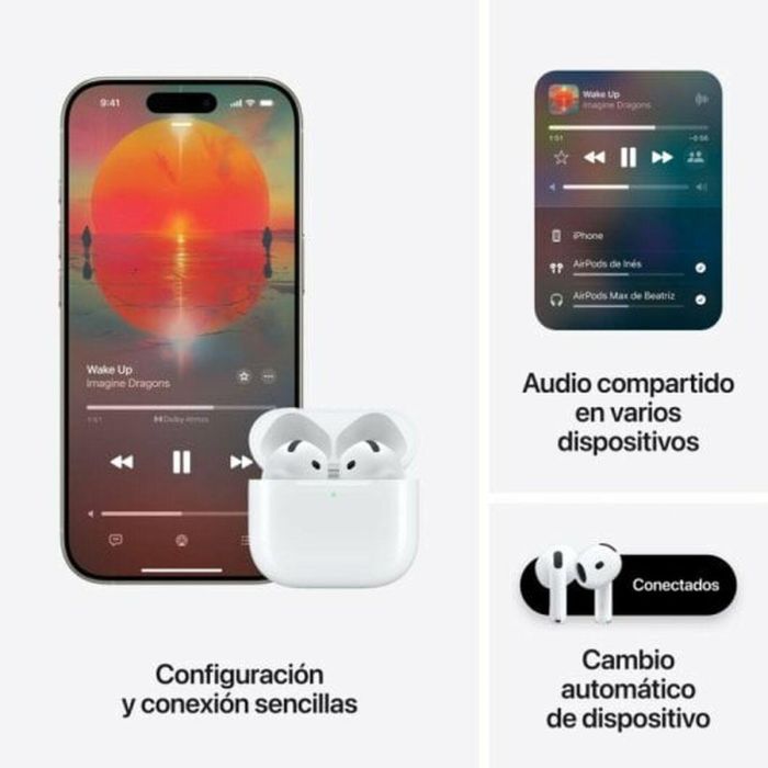 Apple AirPods 4 Auriculares Inalámbricos Blancos con Cancelación de Ruido Activa y Audio Espacial Personalizado 2