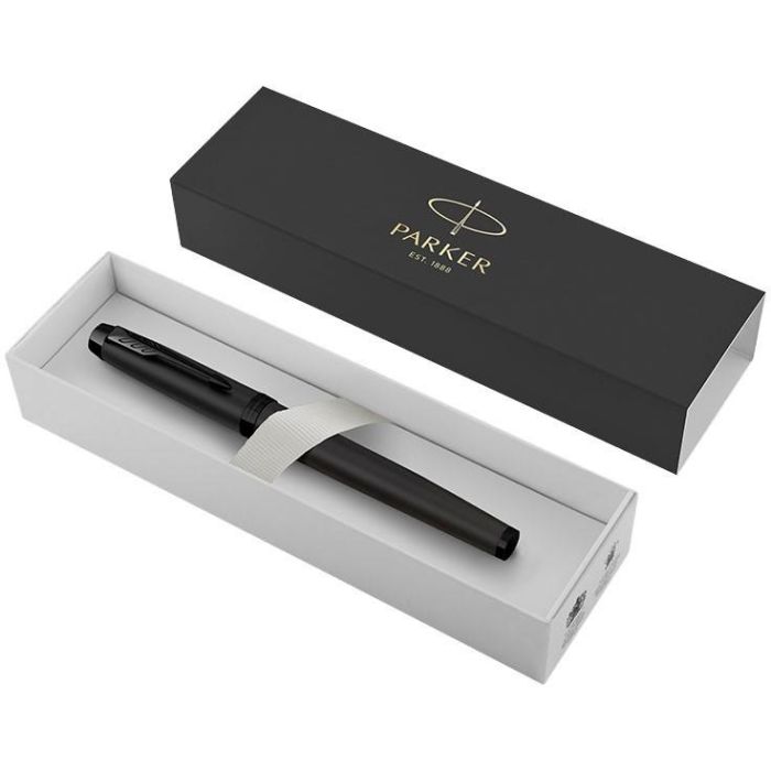 Parker Füller IM Achromatic Negro Punta Fina Azul con Clip, Acero Inoxidable, Sistema Cartucho, en Caja de Regalo 7