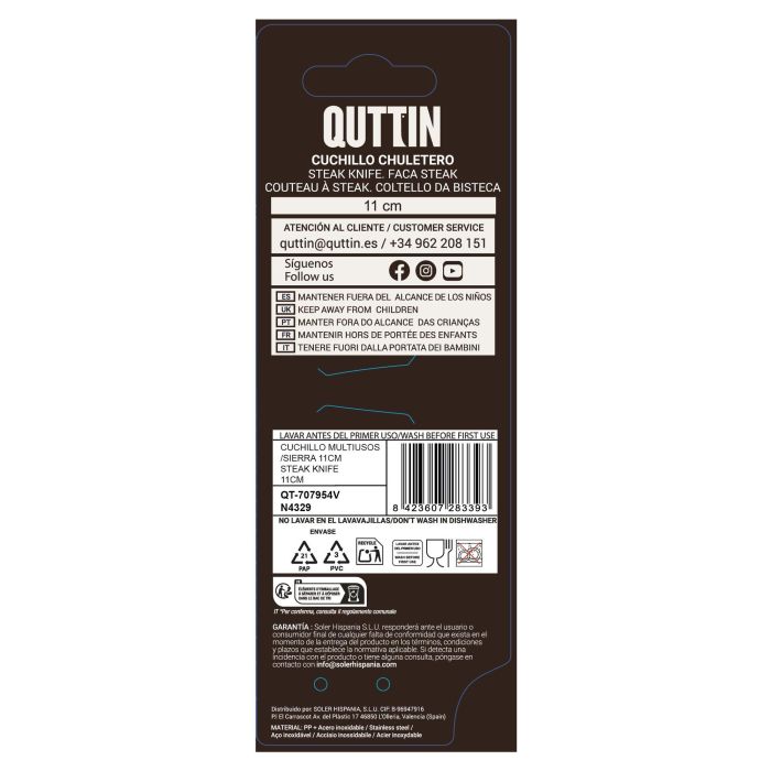 Cuchillo Sierra Multiusos 11 cm Quttin - Prx (48 Unidades) 5