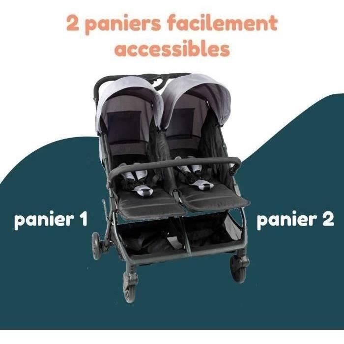 Bambisol - DS209 GRIS NEGRO - Cochecito doble lado a lado | Para gemelos desde el nacimiento, plegado ultracompacto | Negro Gris 1 Bambisol - DS209 GRIS NEGRO - Cochecito doble lado a lado | Para gemelos desde el nacimiento, plegado ultracompacto | Negro Gris 1