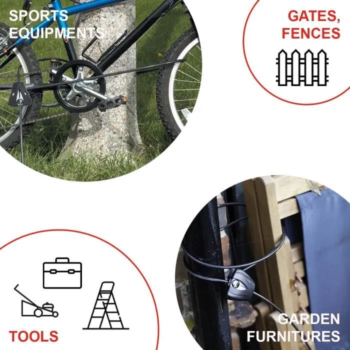 Master Lock 8417EURDPRO Cable Antirrobo Patentado Ajustable de 30 cm a 1.8 m para Exteriores 3