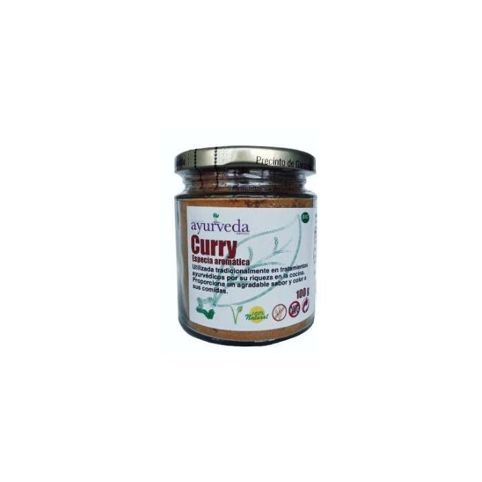 AYURVEDA AUTENTICO Curry en Polvo 100 G para Arroces, Guisos, Carnes y Ensaladas, Mezcla de Especias de la India