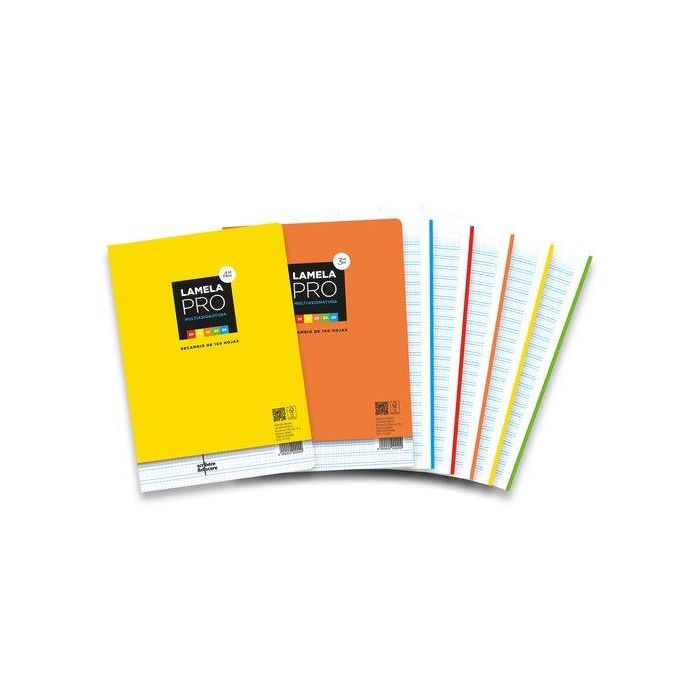 Lamela Recambio A4 100H Cuadrovia 3Mm Pro Multitareas 5 Colores Surtidos 90Gr 5 unidades