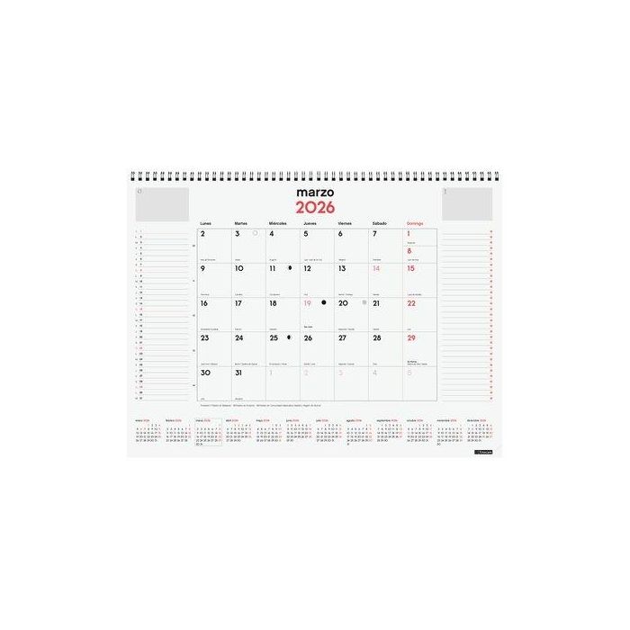 Finocam Vade Calendario Espiral MV Neutro 2026 420x310 mm